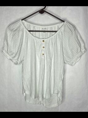 Pilcro White Short-Sleeve Peasant Top